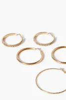 Women's Rhinestone Hoop Earring Set in Gold/Clear