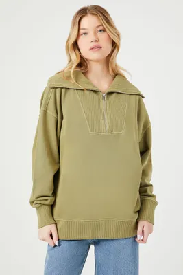 Women's Half-Zip Fleece Pullover in Olive, XS