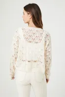 Women's Open-Knit Boat Neck Sweater Cream