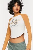 Women's Los Angeles Graphic Raglan T-Shirt in Camel Large