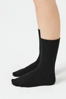 Ribbed-Trim Crew Socks in Black