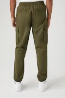 Men Drawstring Cargo Joggers in Olive, XL