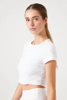 Women's Active Ruched Cropped Tee in White, XS