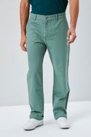 Men Cotton Straight-Leg Pants in Green, 33