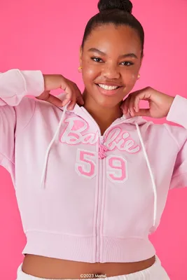 Women's Barbie Zip-Up Hoodie in Pink, 1X