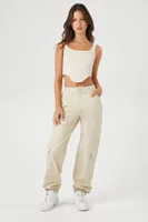 Women's High-Rise Poplin Cargo Pants in Khaki, XL