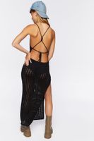 Women's Sheer Crochet Midi Dress in Black Medium