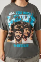 Women's The Beatles Graphic T-Shirt in Grey, 0X