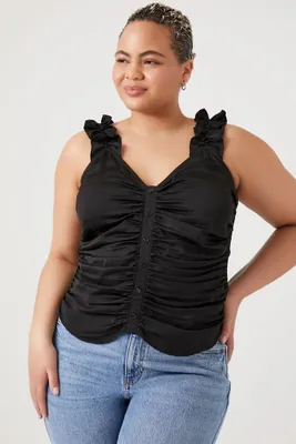 Women's Ruffle-Strap Top in Black, 2X