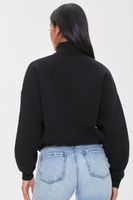 Women's Faux Gem Mock Neck Pullover in Black Large