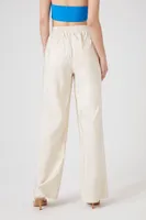 Women's Drawstring Wide-Leg Pants in Beige, XL