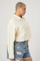 Women's Twill Cropped Shirt Ivory,