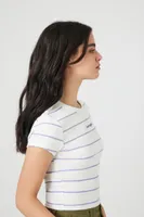 Women's Striped Los Angeles T-Shirt in Vanilla Large