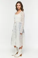 Women's Sheer Lace Longline Jacket in Birch Small