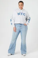 Women's NYC Star Patch Hoodie Heather Grey,