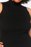 Women's Sleeveless Mock Neck Sweater Top in Black, 0X