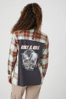 Women's Rock & Roll Flannel Shirt in Blue Medium