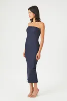 Women's Denim Midi Tube Dress in Dark Denim, XS