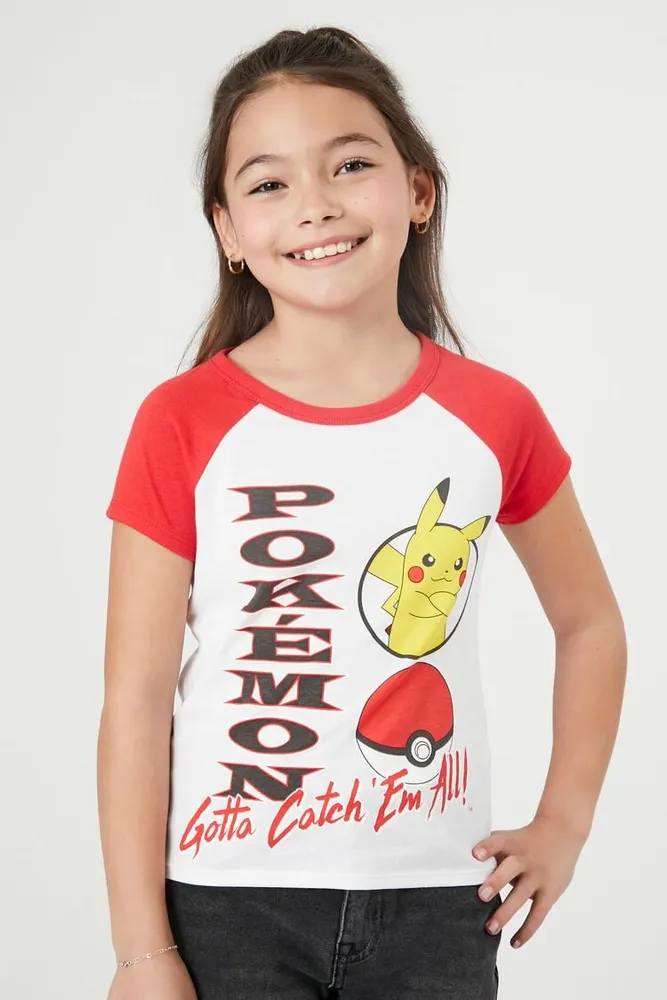 Girls Pokemon Raglan T-Shirt (Kids) Cream,