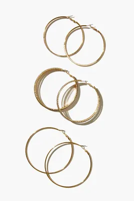 Women's Assorted Hoop Earring Set in Gold