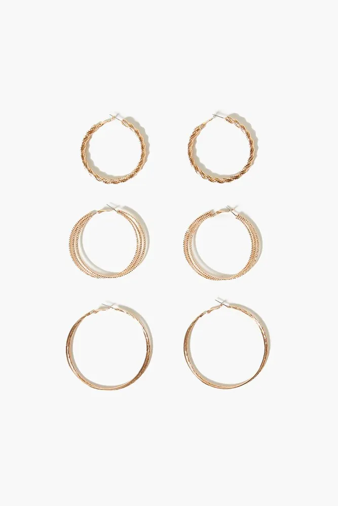 Women's Twisted Hoop Earring Set in Gold