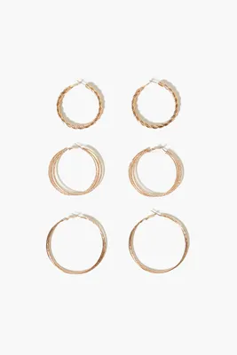 Women's Twisted Hoop Earring Set in Gold