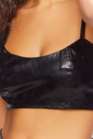 Women's Faux Leather Cropped Cami Black