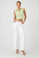 Women's Ruched Rib-Knit Crop Top