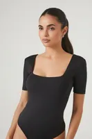 Women's Square-Neck Bodysuit in Black, XL