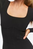 Women's Active Corset Long-Sleeve Jumpsuit in Black, XS