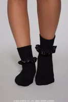 Ruffle Hello Kitty Crew Socks in Black
