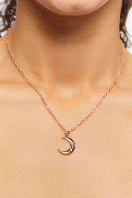 Women's Crescent Moon Pendant Necklace in Gold/Clear
