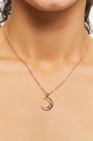 Women's Crescent Moon Pendant Necklace in Gold/Clear