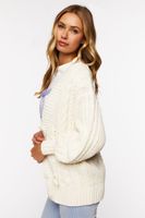 Women's Cable Knit Cardigan Sweater in Cream Small