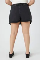 Women's Pleated Denim Skort in Washed Black, 0X