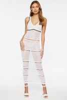 Women's Crochet Semi-Sheer Midi Dress in Cream Medium