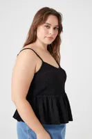 Women's Smocked Flounce Cami Black,