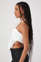 Women's Mesh Crisscross Halter Top in White, XL