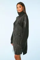 Women's Rhinestone Sweater Mini Dress in Black Small