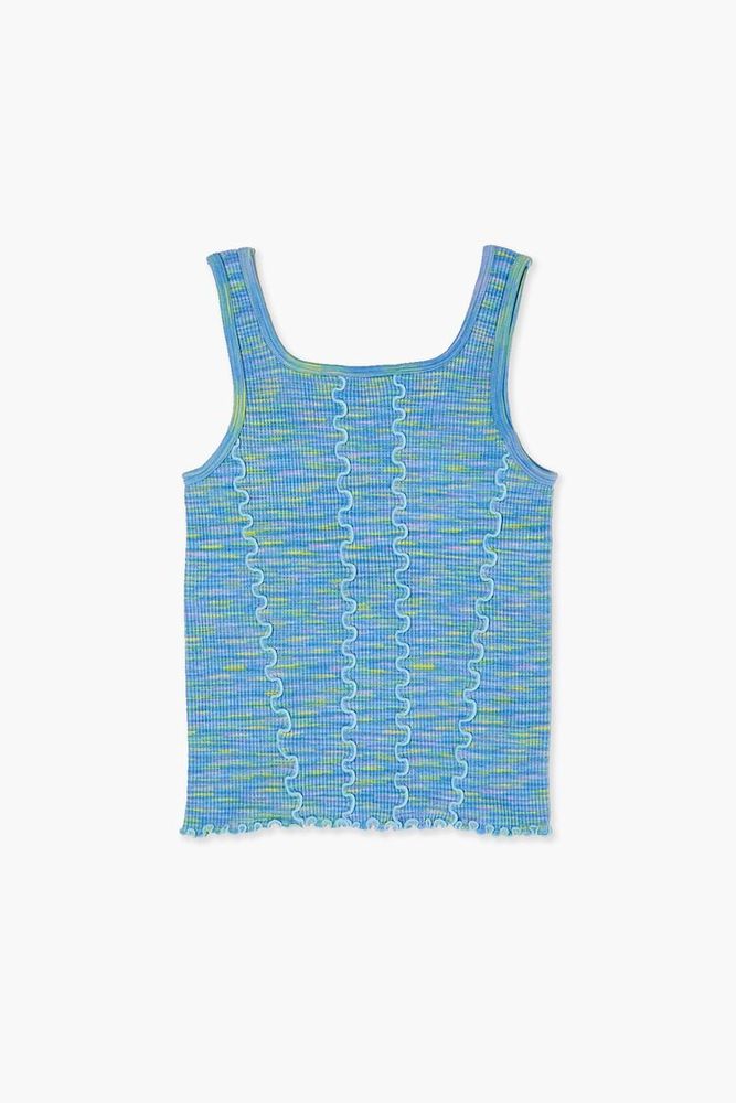 Girls Marled Knit Tank Top (Kids) in Blue Large