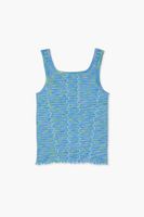 Girls Marled Knit Tank Top (Kids) in Blue Large