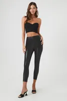 Women's Faux Leather High-Rise Ankle Pants in Black Large