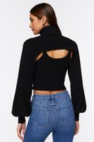 Women's Turtleneck Combo Sweater in Black Small