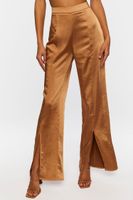 Women's Satin Mid-Rise Split-Hem Pants