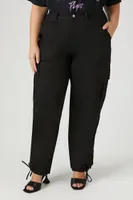 Women's Drawstring-Hem Cargo Pants Black,