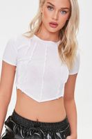 Women's Seamed Cropped T-Shirt in Cream Medium