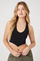 Women's Seamless Ribbed Knit Halter Top in Black, M/L