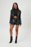 Women's Faux Leather Drawstring Shorts