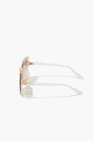 Oversized Square Sunglasses in Peach /Brown