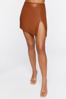 Women's Faux Leather Mini Skirt in Camel Small